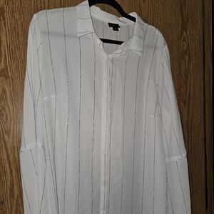 Worthington sheer bell tie sleeve blouse